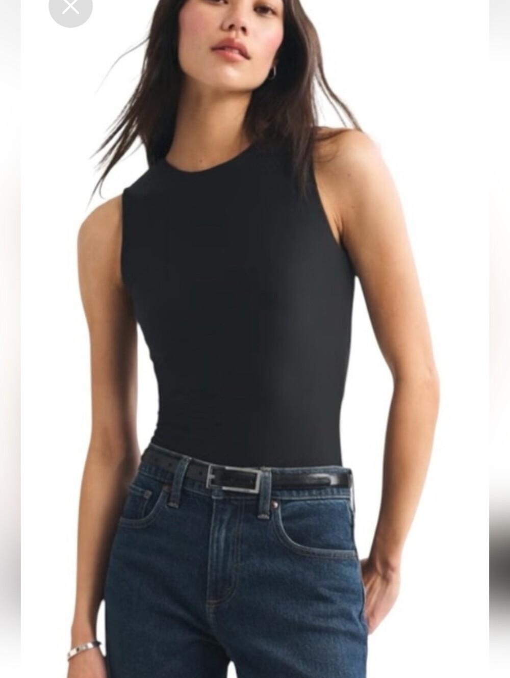 NWT Abercrombie & Fitch Black Sleeveless Crewneck Bodysuit Women's Sz M Capsule